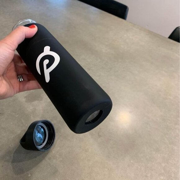 Peleton glass water bottle with rubber casing. New condition. Black and white - Picture 5 of 7